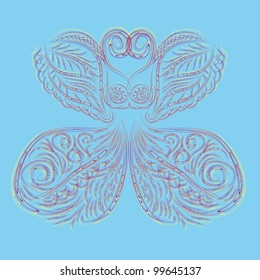 abstract isolated butterfly from curling branches