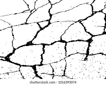 Abstract isolated close-up texture of cracked ground . Vector template easy to use.