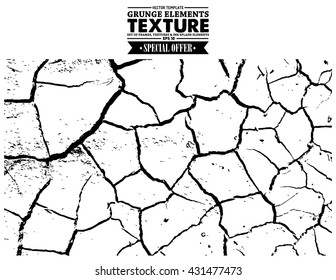 Abstract isolated close-up texture of cracked ground . Vector template easy to use