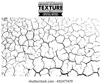 Abstract isolated close-up texture of cracked ground . Vector template easy to use