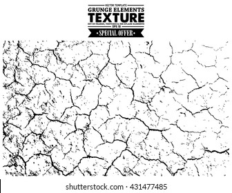 Abstract isolated close-up texture of cracked ground . Vector template easy to use