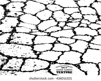 Abstract isolated close-up texture of cracked ground . Vector template easy to use