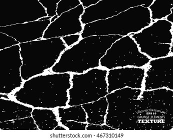 Abstract isolated close-up texture of cracked ground . Vector template easy to use