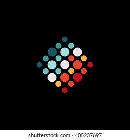 Abstract isolated colorful logotype. Cube shape logo. Abstract vector illustration. Circle unusual single sign. 