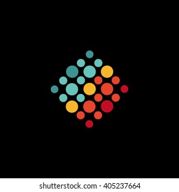 Abstract isolated colorful logotype. Rectangle logo. Abstract vector illustration. Circle unusual single sign. 