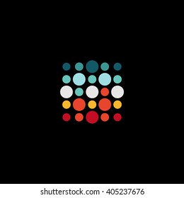 Abstract isolated colorful logotype. Rectangle and circle logo. Abstract vector illustration. Circle unusual single sign. 