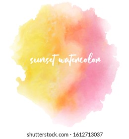 Abstract isolated colorful  Pink-yellow vector watercolor stain  design template on white background. . Watercolor Paint   vector texture.  Design element For card, banner. 
