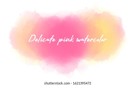 Abstract isolated colorful  Pink-yellow vector watercolor stain  design template on white background. . Watercolor Paint   vector texture.  Design element For card, banner. 