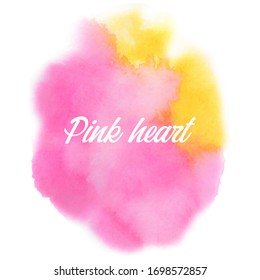 Abstract isolated colorful Pink-yellow vector watercolor stain design template on white background. . Watercolor Paint vector texture. Design element For card, banner.