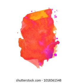 Abstract isolated colorful vector watercolor stain. Grunge element for paper design. Vector illustration