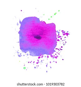 Abstract isolated colorful vector watercolor stain. Grunge element for paper design. Vector illustration