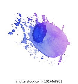 Abstract isolated colorful vector watercolor stain. Grunge element for paper design. Vector illustration