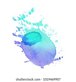 Abstract isolated colorful vector watercolor stain. Grunge element for paper design. Vector illustration