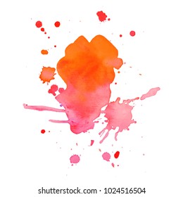 Abstract isolated colorful vector watercolor stain. Grunge element for paper design. Vector illustration