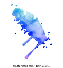 Abstract isolated colorful vector watercolor stain. Grunge element for paper design. Vector illustration