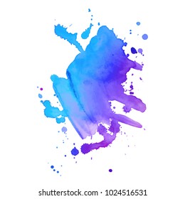 Abstract isolated colorful vector watercolor stain. Grunge element for paper design. Vector illustration
