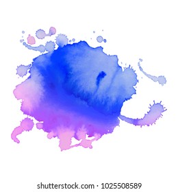 Abstract isolated colorful vector watercolor stain. Grunge element for paper design. Vector illustration
