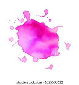 Abstract isolated colorful vector watercolor stain. Grunge element for paper design. Vector illustration