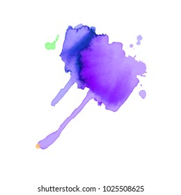 Abstract isolated colorful vector watercolor stain. Grunge element for paper design. Vector illustration