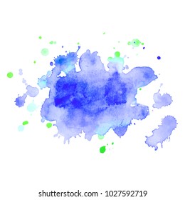 Abstract isolated colorful vector watercolor stain. Grunge element for paper design. Vector illustration