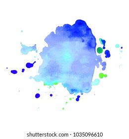Abstract isolated colorful vector watercolor stain. Grunge element for paper design. Vector illustration