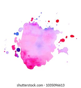 Abstract isolated colorful vector watercolor stain. Grunge element for paper design. Vector illustration