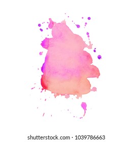 Abstract isolated colorful vector watercolor stain. Grunge element for paper design. Vector illustration