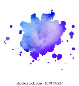 Abstract isolated colorful vector watercolor stain. Grunge element for paper design. Vector illustration