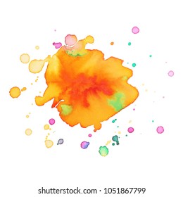 Abstract isolated colorful vector watercolor stain. Grunge element for paper design