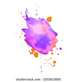 Abstract isolated colorful vector watercolor stain. Grunge element for paper design
