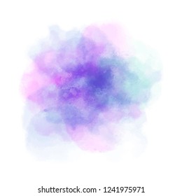 Abstract isolated colorful vector watercolor stain on white background. Grunge element for paper design. Watercolor background