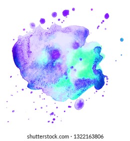 Abstract isolated colorful vector watercolor splash. Grunge element for paper design. Vector illustration
