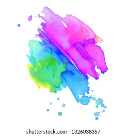 Abstract isolated colorful vector watercolor splash. Grunge element for paper design. Vector illustration