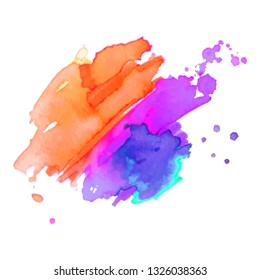 Abstract isolated colorful vector watercolor splash. Grunge element for paper design. Vector illustration