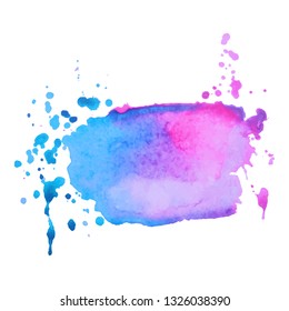 Abstract isolated colorful vector watercolor splash. Grunge element for paper design. Vector illustration