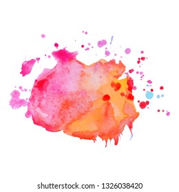 Abstract isolated colorful vector watercolor splash. Grunge element for paper design. Vector illustration