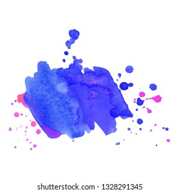 Abstract isolated colorful vector watercolor splash. Grunge element for paper design. Vector illustration