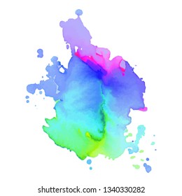 Abstract isolated colorful vector watercolor splash. Grunge element for paper design. Vector illustration