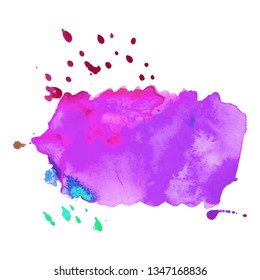 Abstract isolated colorful vector watercolor splash. Grunge element for paper design. Vector illustration