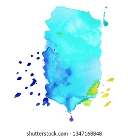 Abstract isolated colorful vector watercolor splash. Grunge element for paper design. Vector illustration