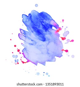 Abstract isolated colorful vector watercolor splash. Grunge element for paper design. Vector illustration