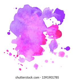 Abstract isolated colorful vector watercolor splash. Grunge element for paper design. Vector illustration