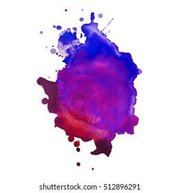 Abstract isolated colorful vector watercolor stain. Grunge element for paper design