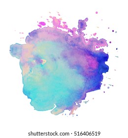 Abstract isolated colorful vector watercolor stain. Grunge element for paper design