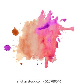 Abstract isolated colorful vector watercolor stain. Grunge element for paper design