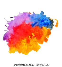 Abstract isolated colorful vector watercolor stain. Grunge element for paper design