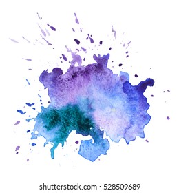 Abstract isolated colorful vector watercolor stain. Grunge element for paper design
