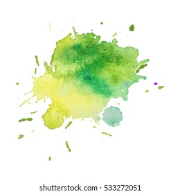 Abstract isolated colorful vector watercolor stain. Grunge element for paper design