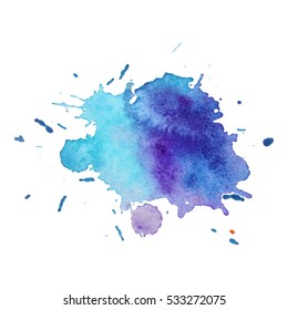 Abstract isolated colorful vector watercolor stain. Grunge element for paper design
