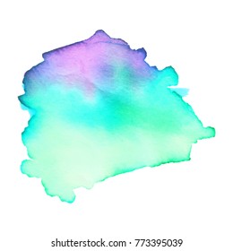 Abstract isolated colorful vector watercolor stain. Grunge element for paper design. Vector illustration